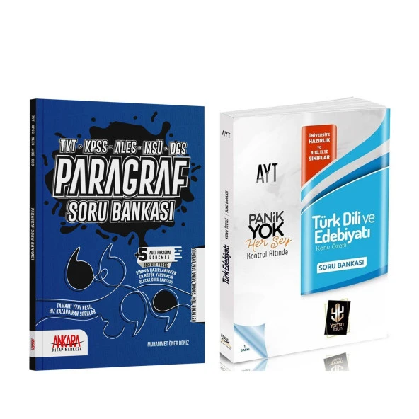 Ankara Kitap Merkezi Paragraf ve Panik Yok Edebiyat Soru Bankası Seti 2 Kitap