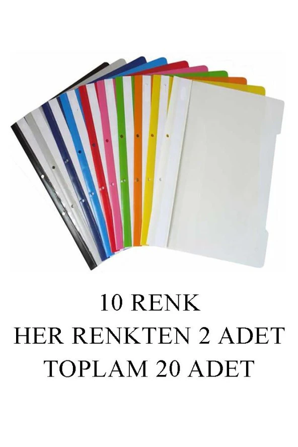 Telli Dosya 10 Renk 20 Adet Telli Dosya A4 Okul Büro Ofis