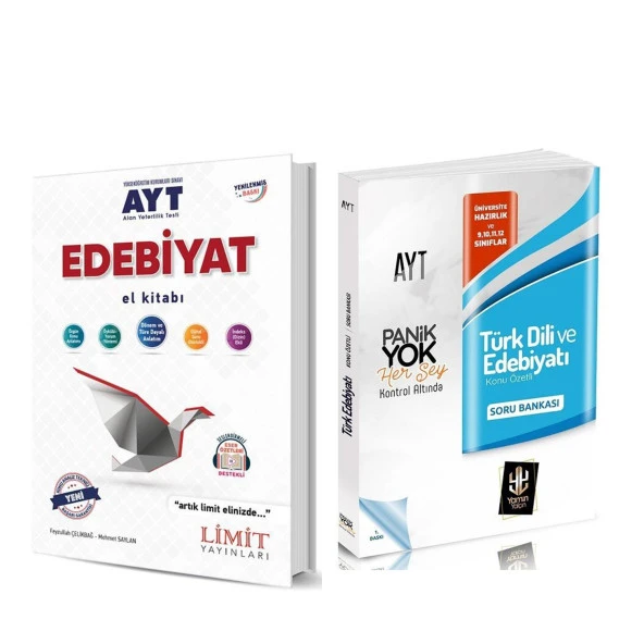 Limit Yayınları AYT Edebiyat El Kitabı ile AYT Türk Dili ve Edebiyatı Soru Bankası 2 Kitap Set