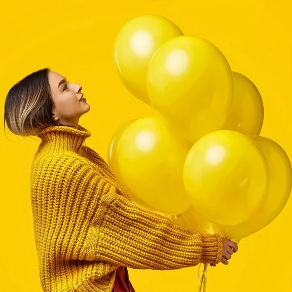 VIP 100 PCS SHINY METALLIC YELLOW BALLOON VIP KALİTE PARLAK METALİK SARI BALON HELYUM GAZI UYUMLUDUR ürün görseli