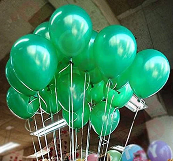 VIP 100 PCS SHINY METALLIC GREEN BALLOON VIP KALİTE PARLAK METALİK YEŞİL BALON HELYUM GAZI UYUMLUDUR - 2