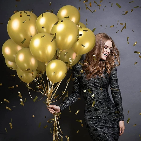 VIP 100 PCS SHINY METALLIC GOLD BALLOON VIP KALİTE PARLAK METALİK GOLD BALON HELYUM GAZI UYUMLU