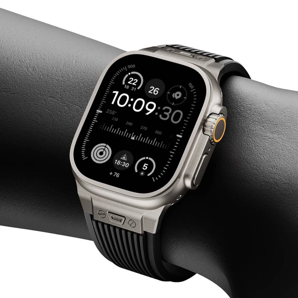 Gpack Apple Watch SE 2 2022 44mm Kordon Çıtçıtlı Derin Çizgili Spor Tasarım KRD113 - 3