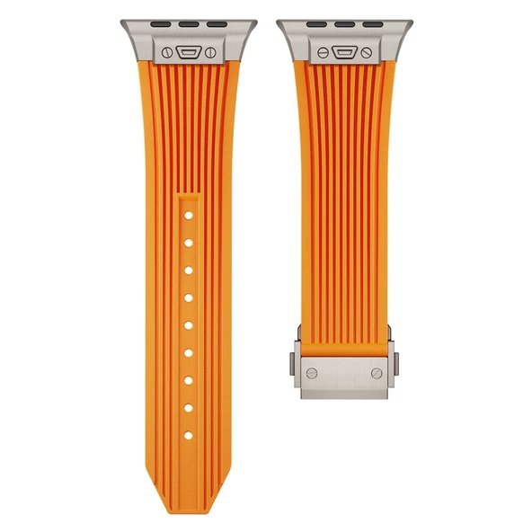Gpack Apple Watch SE 2 2022 44mm Kordon Çıtçıtlı Derin Çizgili Spor Tasarım KRD113 - 7