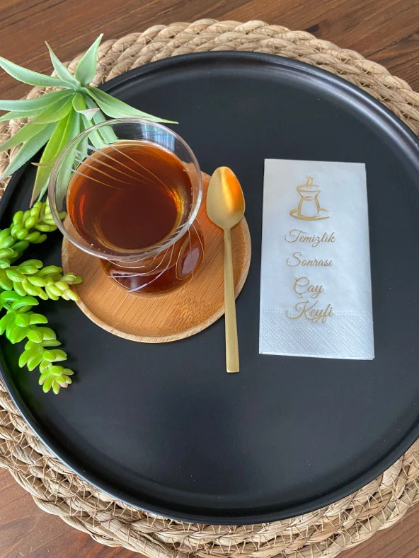Gold Yaldızlı Beyaz Temizlik Sonrası Çay Keyfi Kahve Peçete 6x12 cm