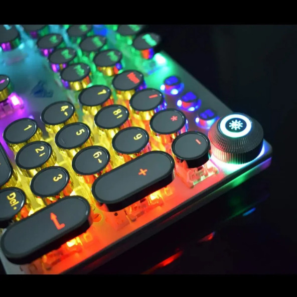 TechTic Mekanik Klavye Mouse Seti Kablolu Klavye 2.4G Mouse RGB Bilek Desteği Daktilo Klavye Retro - 3
