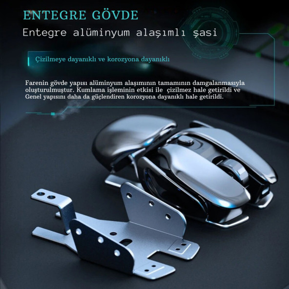 TechTic Mekanik Metal Kablosuz Mouse Böcek Tasarım 1600DPİ Ergonomik Tüm Yüzeyler İçin Sessiz Tıklama - 5