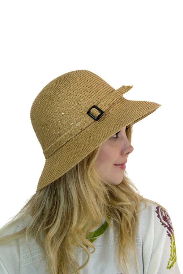 Bay Şapkacı - Kemerli Pullu Kadın Şapka 1295