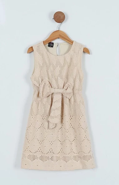 SELFİE DANTELLİ ÖNÜ FİYONKLU KIZ ÇOCUK ELBİSE - 6