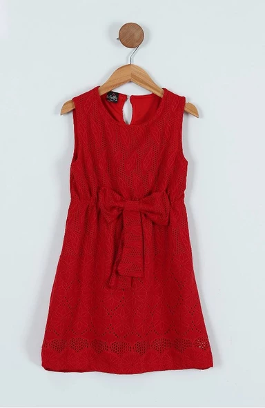 SELFİE DANTELLİ ÖNÜ FİYONKLU KIZ ÇOCUK ELBİSE - 2