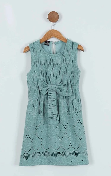 SELFİE DANTELLİ ÖNÜ FİYONKLU KIZ ÇOCUK ELBİSE - 3