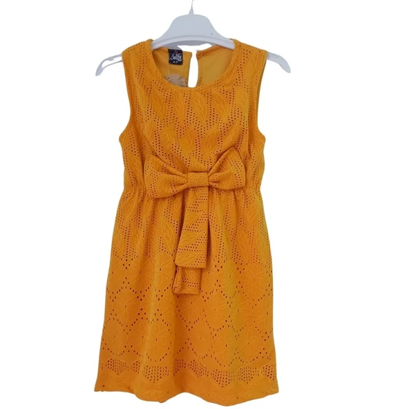 SELFİE DANTELLİ ÖNÜ FİYONKLU KIZ ÇOCUK ELBİSE