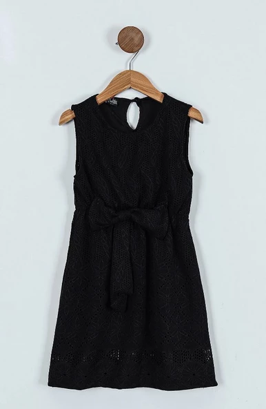 SELFİE DANTELLİ ÖNÜ FİYONKLU KIZ ÇOCUK ELBİSE - 4