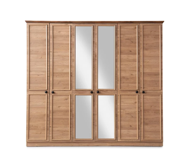 Duru Modern MDF 6 Kapaklı Aynalı Elbise Dolabı Gardrop 241cm - 5