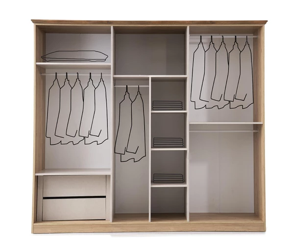 Duru Modern MDF 6 Kapaklı Aynalı Elbise Dolabı Gardrop 241cm - 6