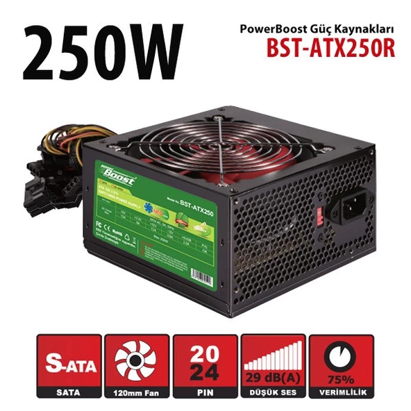 PowerBoost BST-ATX250R 250W Kırmızı ATX Power Supply