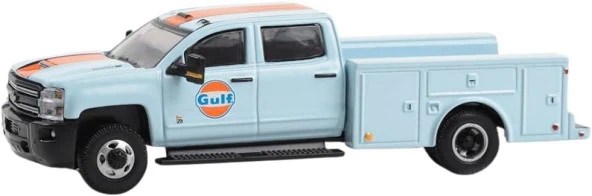 Greenlight 2018 Chevrolet 3500HD Dually Service Truck - Gulf Dil 1/64 Model Araba