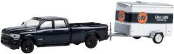 Greenlight 2023 Ram 2500 with Small Cargo Trailer 1/64 Model Araba