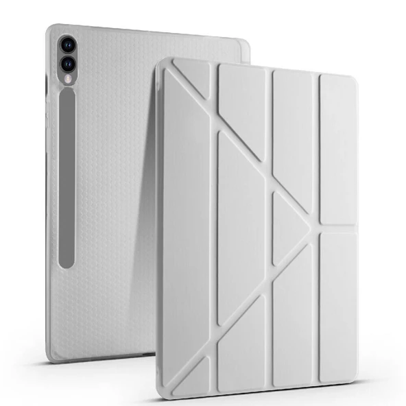 Vendas Samsung Galaxy Tab S9 FE Plus Kılıf Zore Tri Folding Kalem Bölmeli Standlı Kılıf - 3