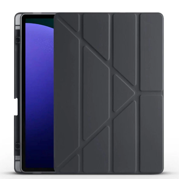 Vendas Samsung Galaxy Tab S9 FE Plus Kılıf Zore Tri Folding Kalem Bölmeli Standlı Kılıf