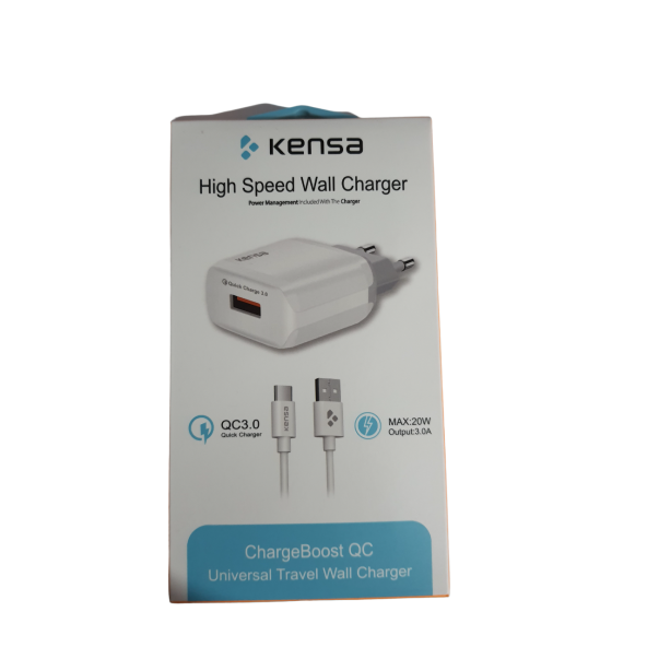 KENSA 3.0A 20W USB-C ŞARJ BAŞLIĞI HIZLI ŞARJ QUİCK ŞARJ ÖZELLİKLİ ŞARJ ALETİ ADAPTÖRÜ + KABLO SETİ