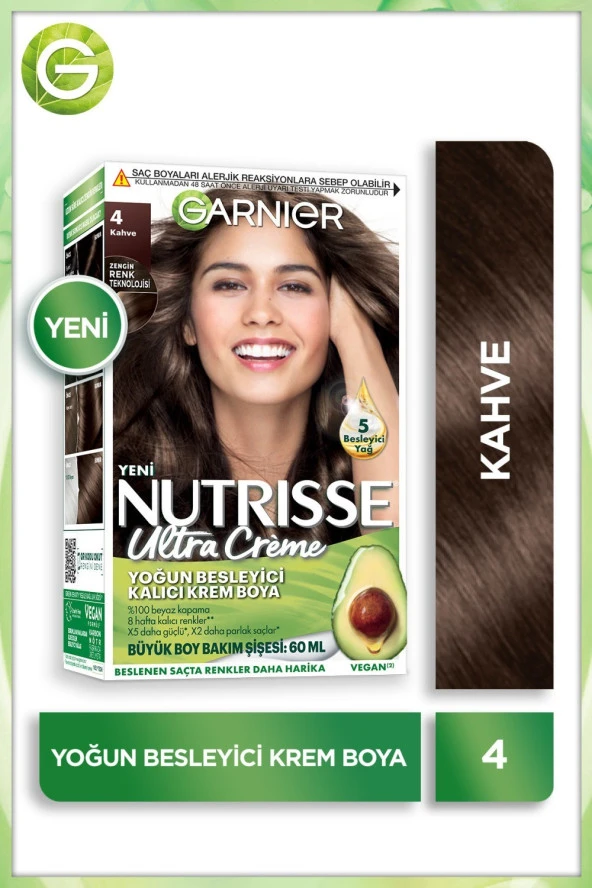 Garnier Nutrisse Yoğun Besleyici Kalıcı Krem Saç Boyası 4  Kahve