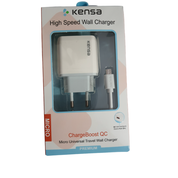 KENSA 3.0A 15W MİCRO ŞARJ BAŞLIĞI HIZLI ŞARJ QUİCK ŞARJ ÖZELLİKLİ ŞARJ ALETİ ADAPTÖRÜ + KABLO SETİ