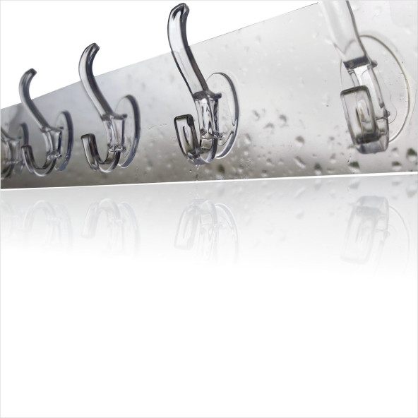 Islak Kuru Tozlu Nemli Fayansa Tahtaya Cama Her Yüzeye Sağlam Yapışan 5 li Kesilebilir Şeffaf Askı - 4