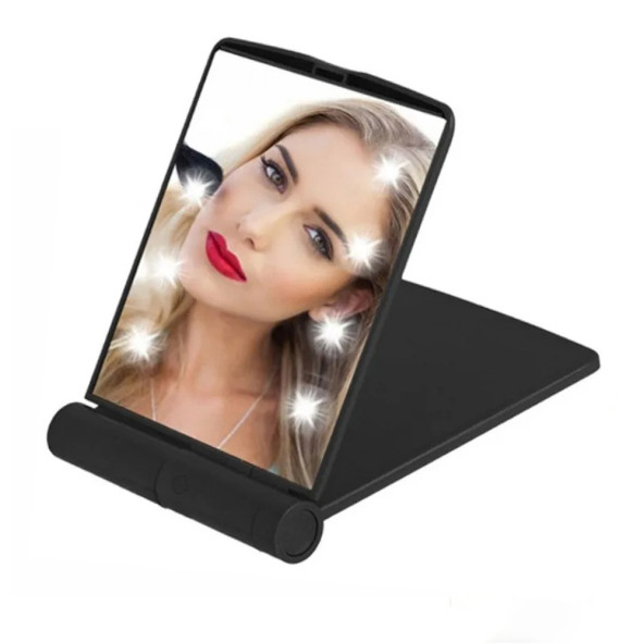 TechTic Katlanır Mini Işıklı Makyaj Aynası Cep Çanta Aynası 8 LED Pilli(23A 12V Pil Dahildir) Pembe - 9