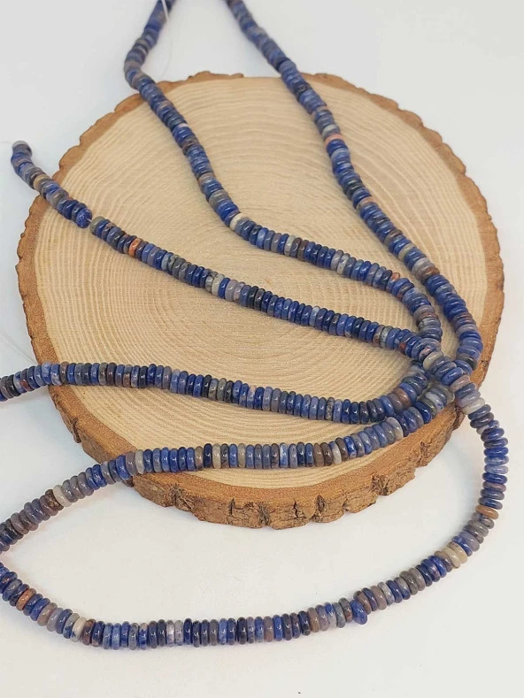 Sodalit Taşı Rondela Kesim 6x1.5mm Dizi (49408) - Resim 3