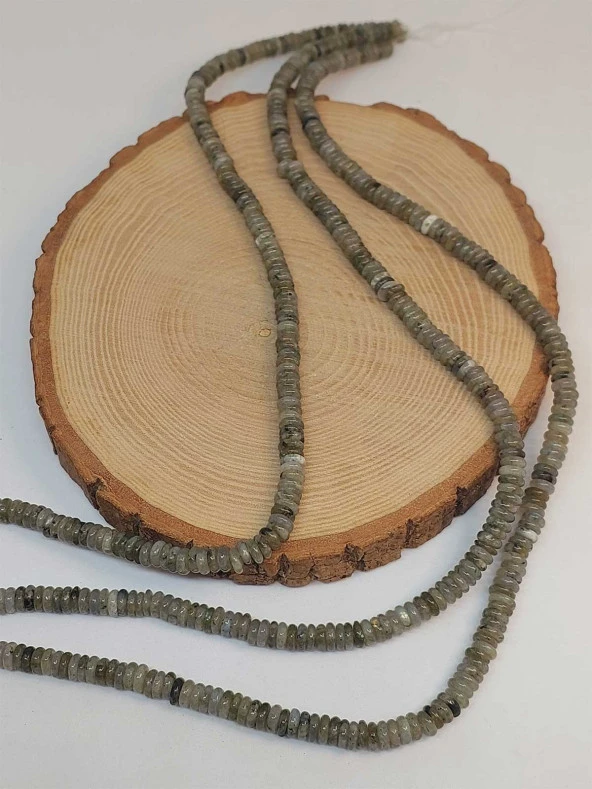 Labradorit Taşı Rondela Kesim 6x1.5mm Dizi (49410) - Resim 3