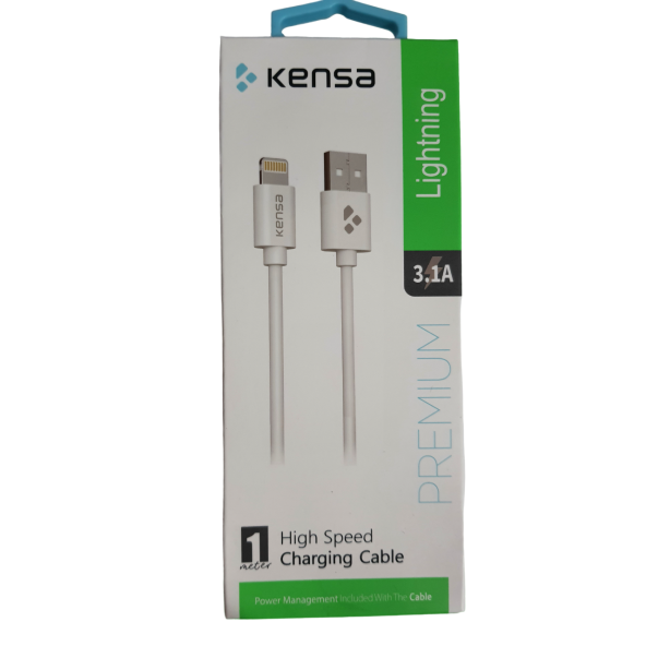 KENSA 3.1A APPLE İPHONE  USB-LİGHTNİNG  HIZLI ŞARJ ÖZELLİKLİ USB-LİGHTNİNG ŞARJ VE DATA KABLOSU