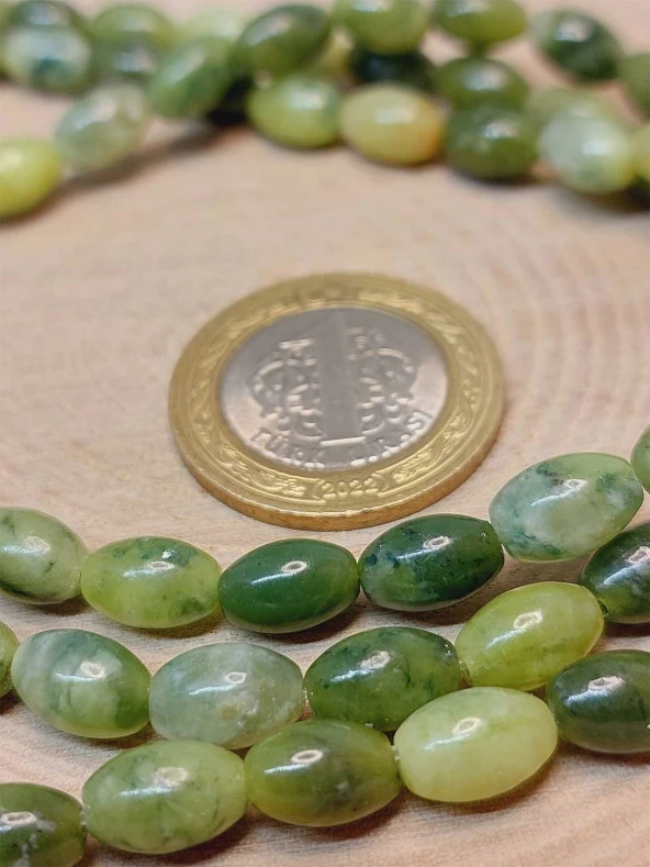 Yeşim Taşı Arpa Kesim 6x9mm Dizi (49430) - Resim 2