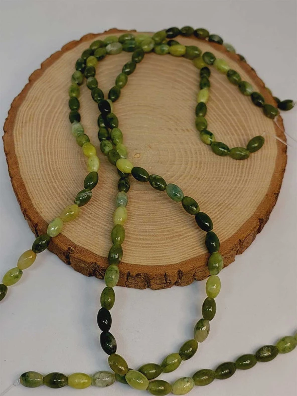 Yeşim Taşı Arpa Kesim 6x9mm Dizi (49430) - Resim 3