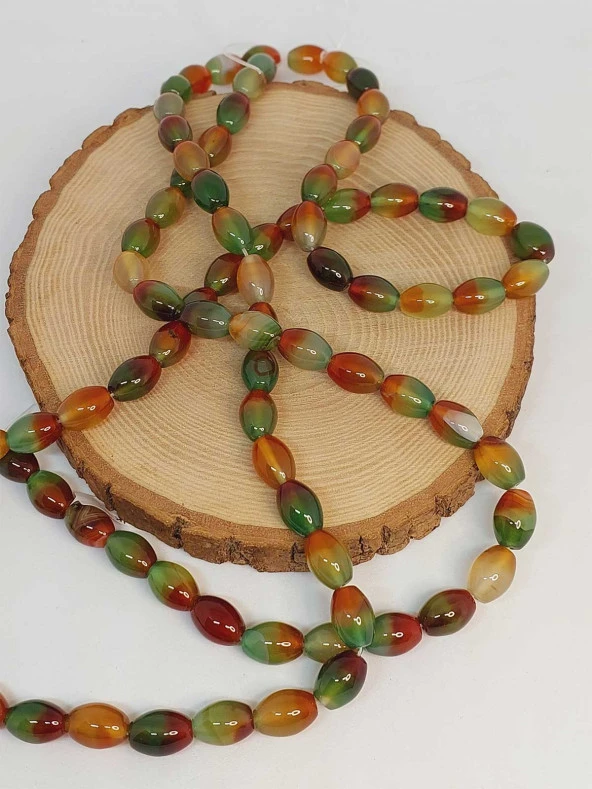 Akik Taşı Arpa Kesim 10x13mm Dizi (49436) - Resim 3