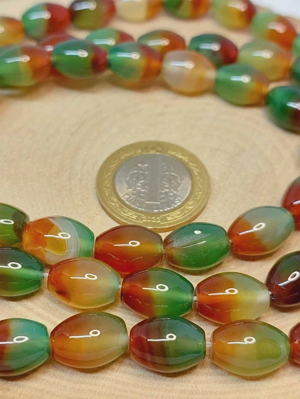 Akik Taşı Arpa Kesim 10x13mm Dizi (49436) - Resim 2