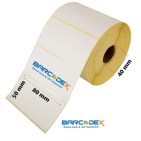 80 mm x 50 mm Kuşe Etiket (1.000)