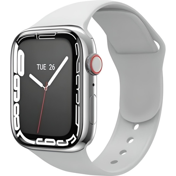 Hw56 MAX Plus Gri Smart Watch Akıllı Saat Wireless Charging Çift Buton Aktif Her Telefona Uyumlu - 2