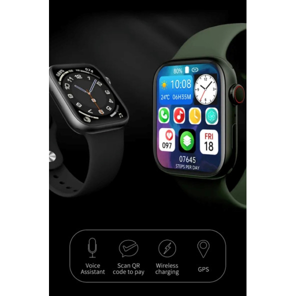 Hw56 MAX Plus Gri Smart Watch Akıllı Saat Wireless Charging Çift Buton Aktif Her Telefona Uyumlu - 6