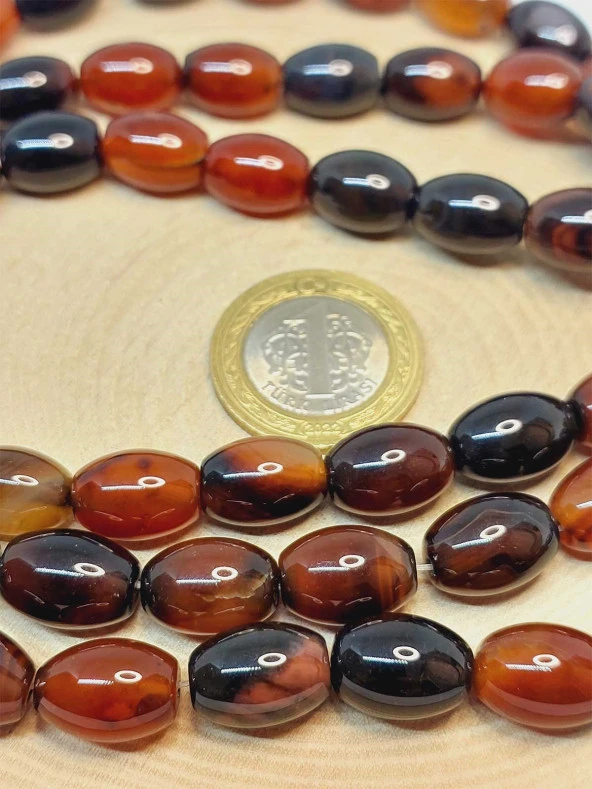 Akik Taşı Arpa Kesim 10x13.5mm Dizi (49448) - Resim 2