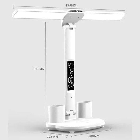 TechTic 5in1 Çok Fonksiyonlu Şarjlı Masa Lambası+Saat+Termometre+Takvim+Kalemlik+Telefon Tutucu - 2