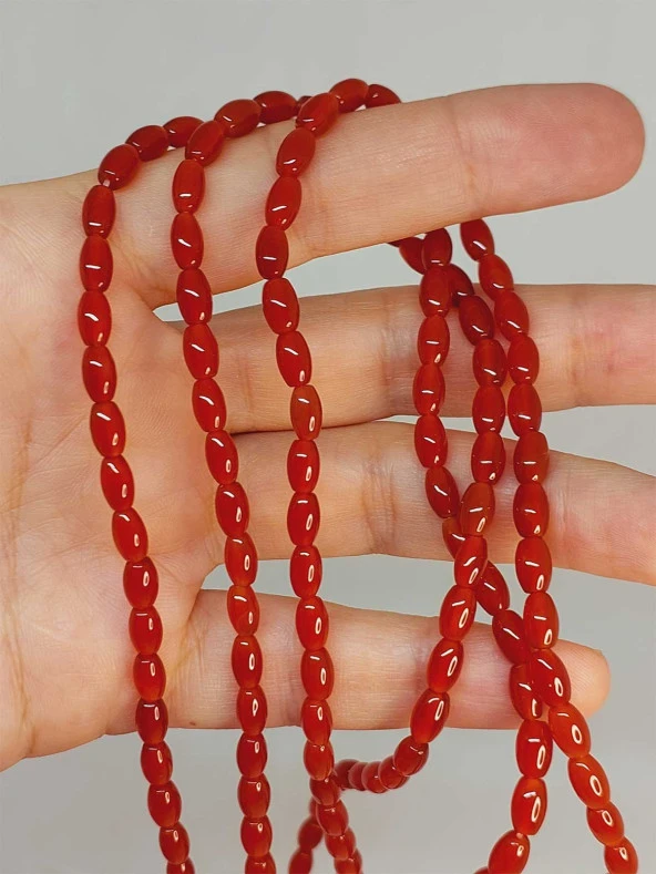 Akik Taşı Arpa Kesim 4x6.5mm Dizi (49464) ürün görseli