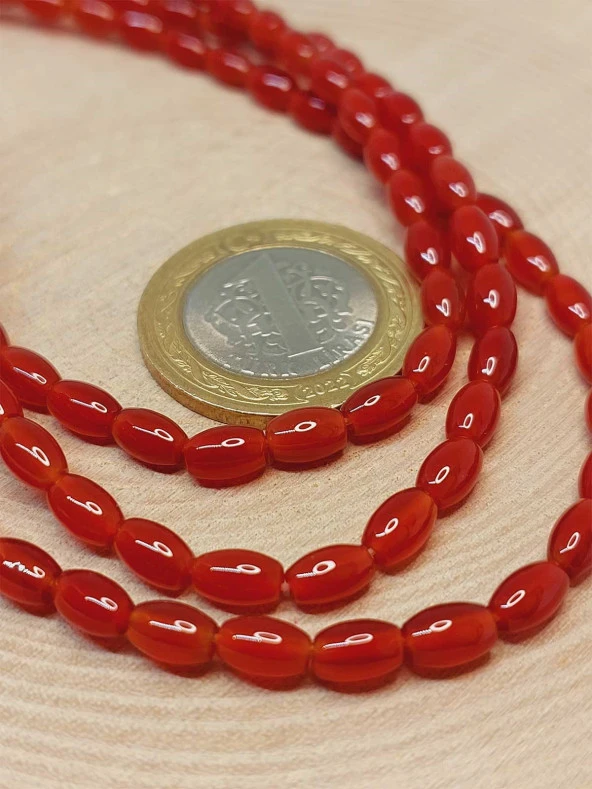 Akik Taşı Arpa Kesim 4x6.5mm Dizi (49464) - Resim 2