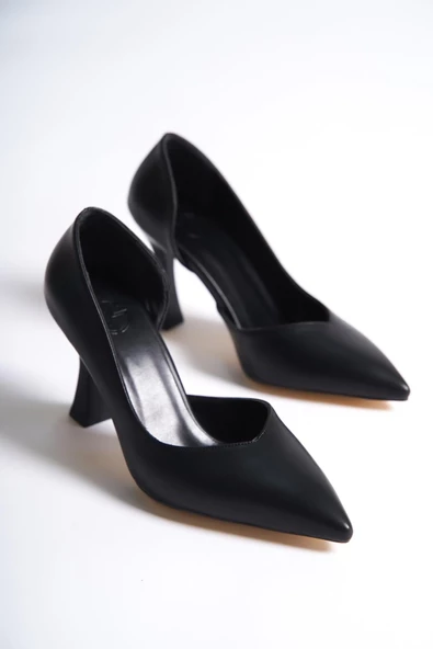 Yanı Açık Siyah Stiletto Topuklu Kadın Ayakkabı - Yeva - 4