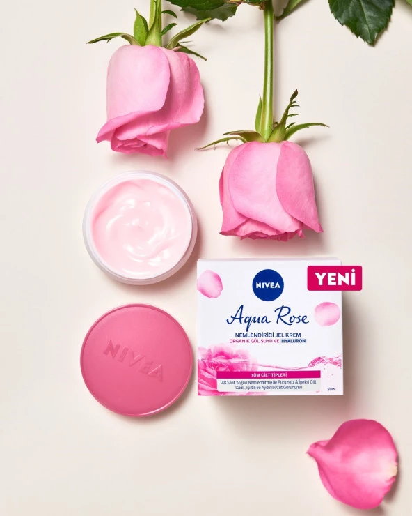 Nivea Aqua Rose Hyaluron ve Organik Gül Suyu İçeren Nemlendirici Jel Yüz Kremi (50 ml); 48 Saat Yoğu - 2
