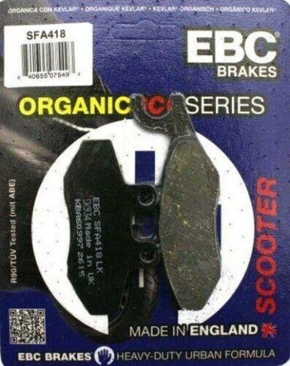 Ebc Sfa418 2021-2023 Piaggio Beverly S 400 Uyumlu Arka Fren Balatası Organik Balata ürün görseli 1