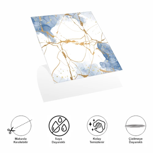 Periboia DecoHandy Pvc Yapışkanlı Yer Karosu 30x30cm 4'Lü Paket - Blue Edition 0,36m2 - 2