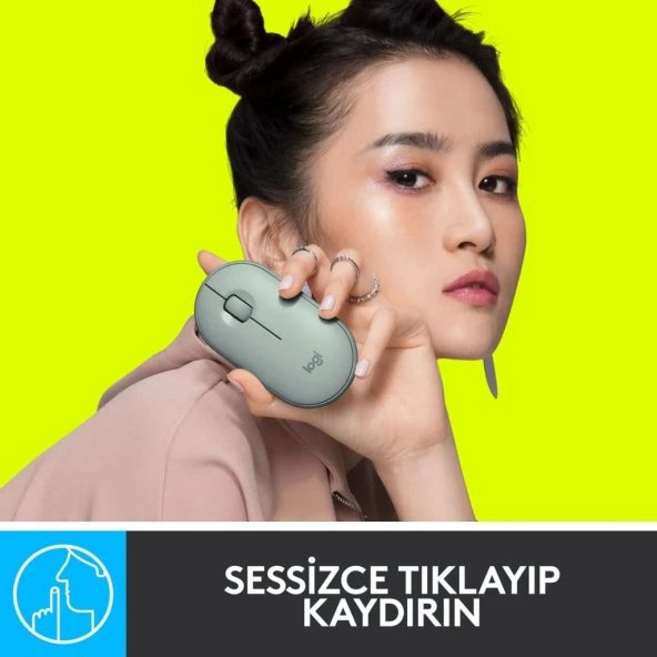 Logitech M350 Pebble Sessiz Kablosuz Kompakt Mouse - Okaliptus - 2