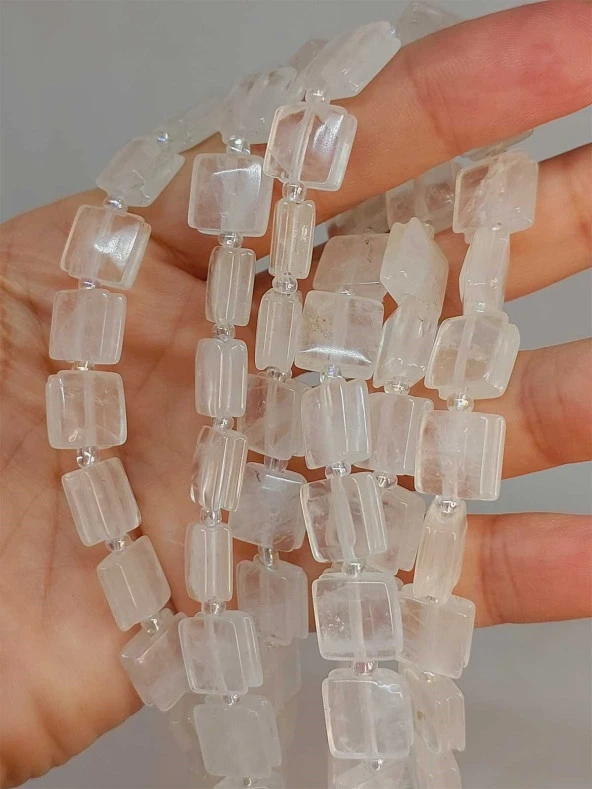 Kristal Kuvars Taşı Yandan Oyuklu Kare Kesim 10x10mm Dizi (49556) ürün görseli 1