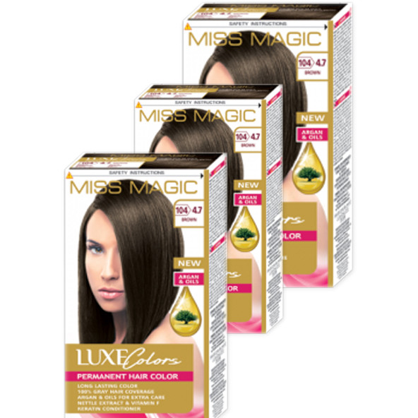 Mıss Magıc Saç Boyası No 4,7 Kahve ( Brown ) 3 lü Set Boya - 2